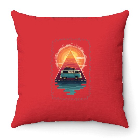 Adventure Awaits Fun Camping Throw Pillows