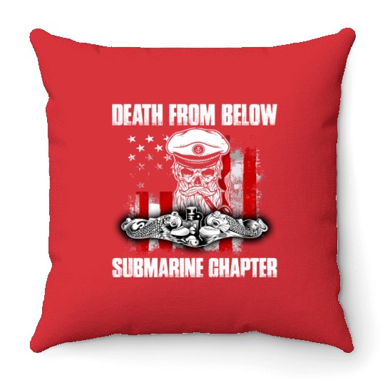 Death From Below Submarine Chapter Patriotic Throw Pillows