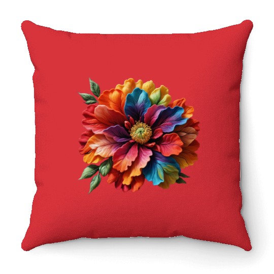 Vibrant Spectrum Bloom Throw Pillows