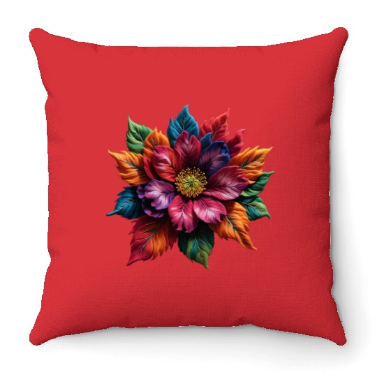 Spectrum Bloom - The Vivid Floral Symphony Throw Pillows
