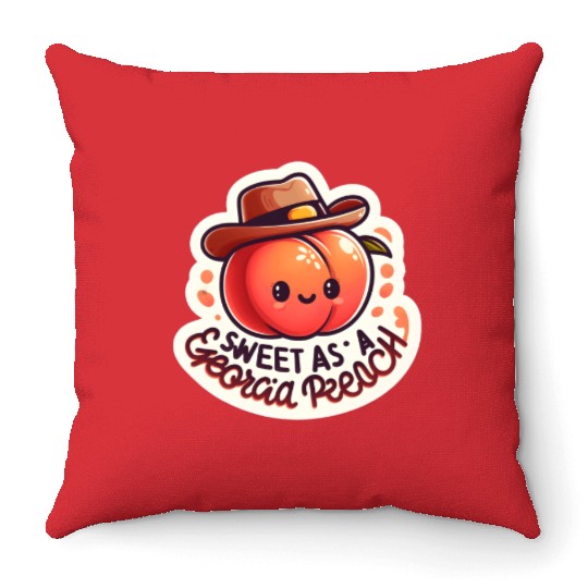 Sweet as a Georgia Peach Sticker Throw Pillows