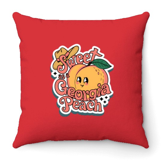 Sweet as a Georgia Peach Sticker.t-shits Throw Pillows
