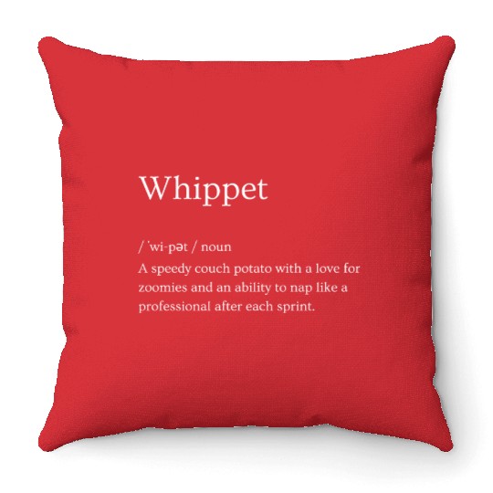 Whippet Definition Art Print Throw Pillows