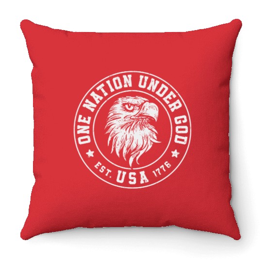 One Nation Under God Est. USA 1776 American Eagle Throw Pillows