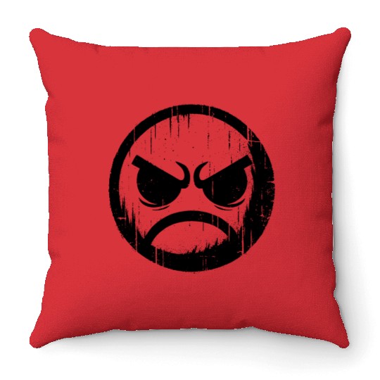 Angry Face Throw Pillows
