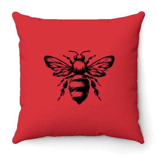 Honey Bee Insect Art Vector path4 Throw Pillows