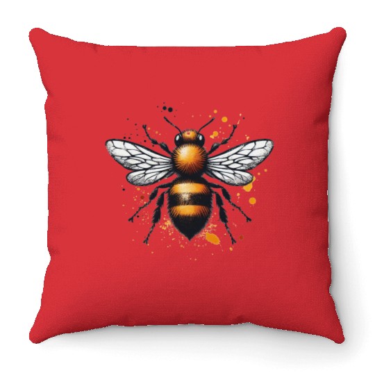 Honey Bee Insect Art Throw Pillows