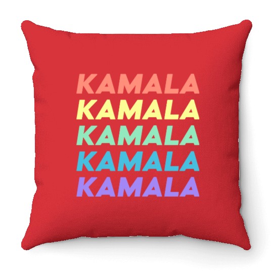 Kamala Harris Election 2024 Rainbow Typography Throw Pillows