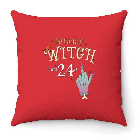 25 yo Witch HallowQueen 25th Birthday Funny Throw Pillows