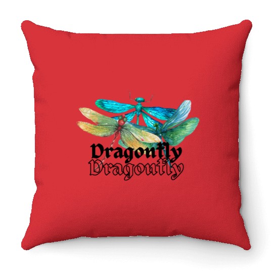 Colorful Dragonflies - Dragonfly Design Throw Pillows