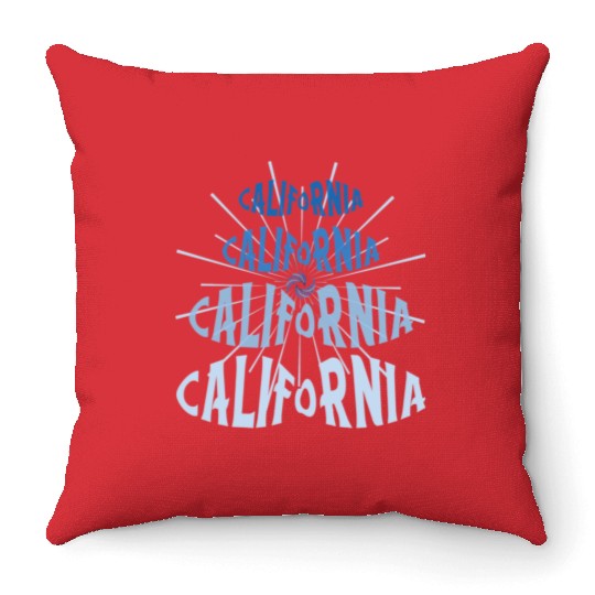California West Coast Golden State Blue Graphic Throw Pillows