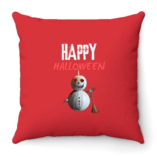 Scary Snowman Halloween - Unique Monster Design Throw Pillows