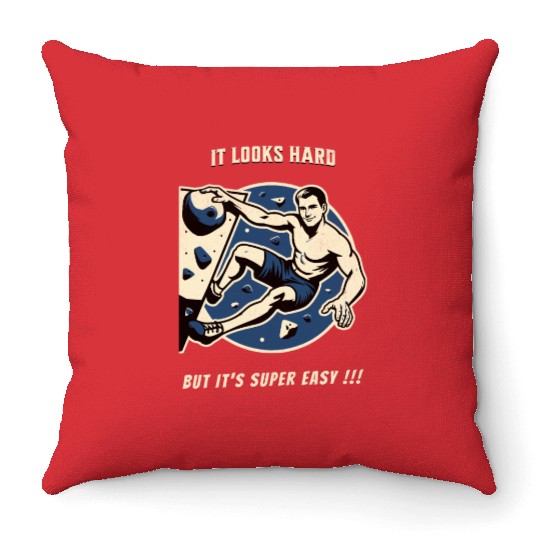 Climbing bouldering vintage Throw Pillows funny saying