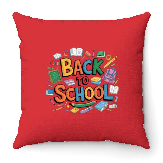 back to school on kids Throw Pillows
