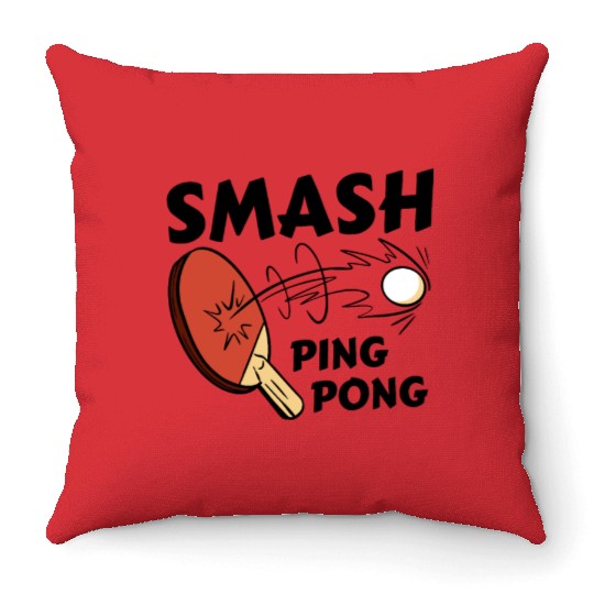 Ping Pong Paddle and Ball Smash Throw Pillows
