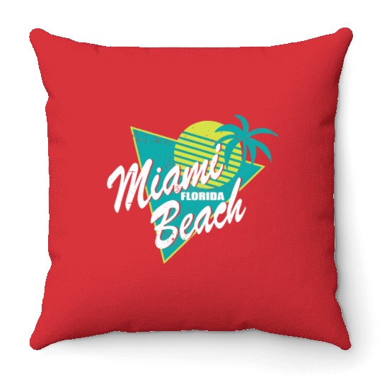 Miami Florida Beach Throw Pillows