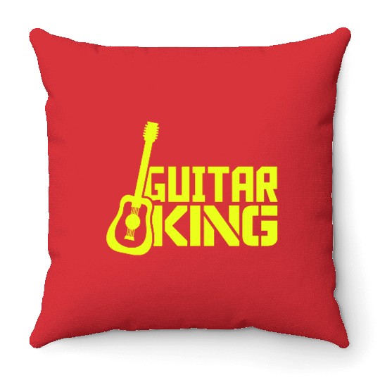 Guitar King Guitarist Text Bassist Royal Fun Quote Throw Pillows