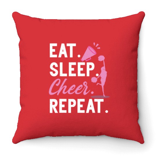 Cheerleading Dance Cheerleader Girls Eat Sleep Throw Pillows