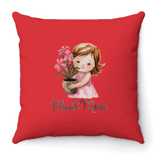 plant mom Throw Pillows