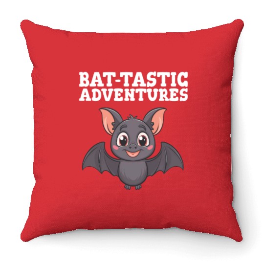 Bat-tastic Adventures Cute Design Throw Pillows