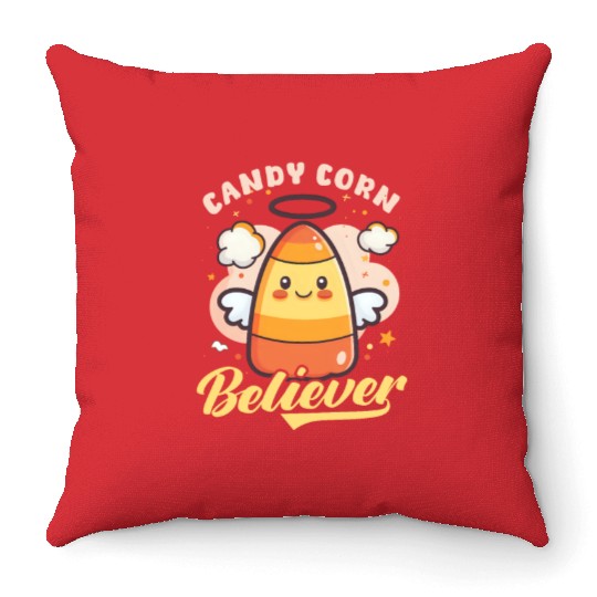 Candy Corn Candy Corn Believer Throw Pillows