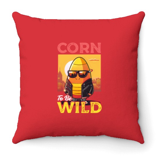 Candy Corn Corn To Be Wild Throw Pillows