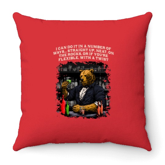 Can Do It in a Number of Ways Funny Bartender Humo Throw Pillows
