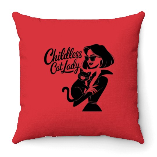Childless Cat lady Kamala Harris Throw Pillows