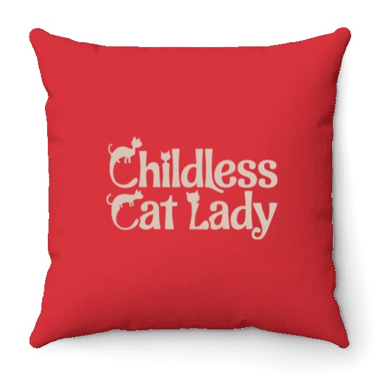 Childless Cat lady Kamala Harris Throw Pillows