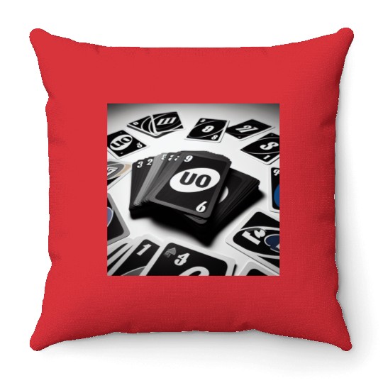 Black Uno Cards Throw Pillows