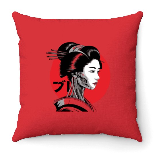 Cyberpunk Vaporwave Japanese Neon Street Art Throw Pillows