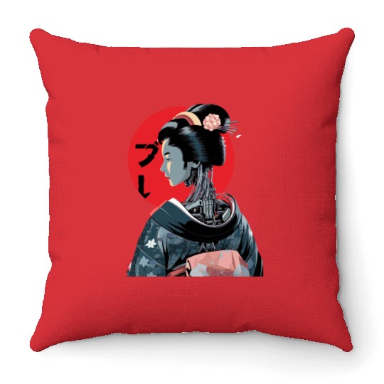 Cyberpunk Vaporwave Japanese Neon Street Art Throw Pillows