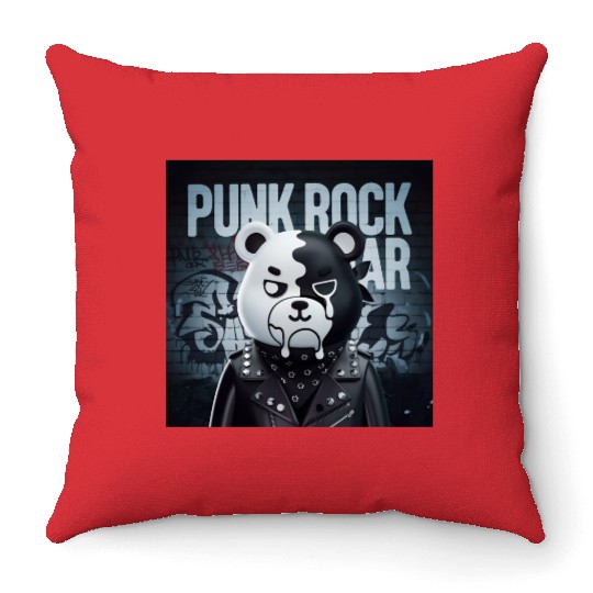Punk Rock Bear Throw Pillows