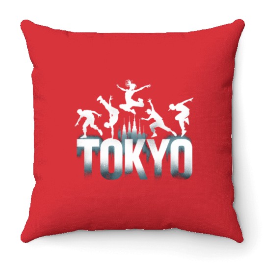 Parkour Freerunner Freerunning Tokyo Throw Pillows