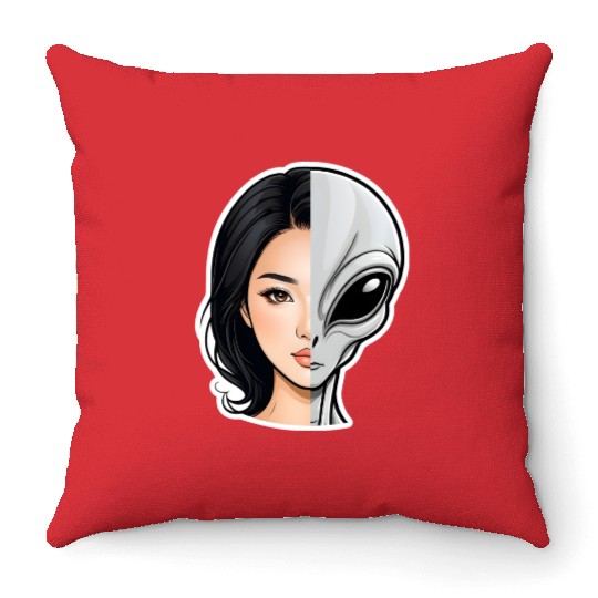 Human-Alien Hybrid Hubrid Alien Agenda Throw Pillows