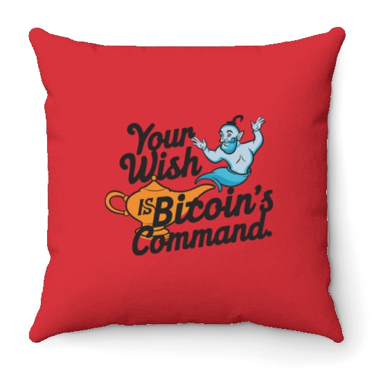 Bitcoin Genie - Your Wish is Bitcoin's Command Throw Pillows