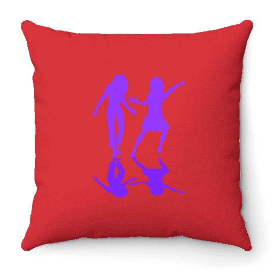 2 Party Women Couple Two Dance Friends Silhouette Throw Pillows