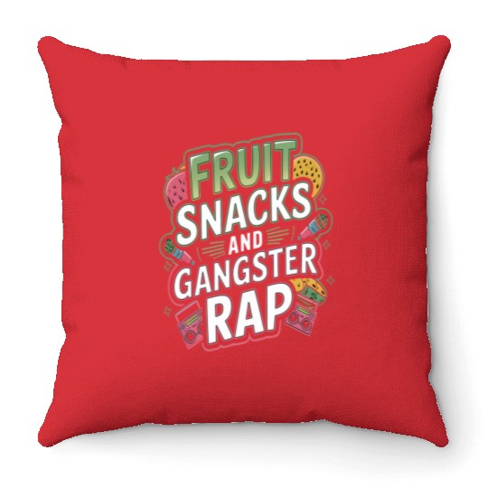 Fruit Snacks And Gangster Rap Throw Pillows