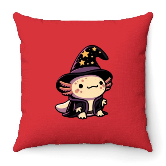 Axolotl Wizard - Fantasy Pet Throw Pillows