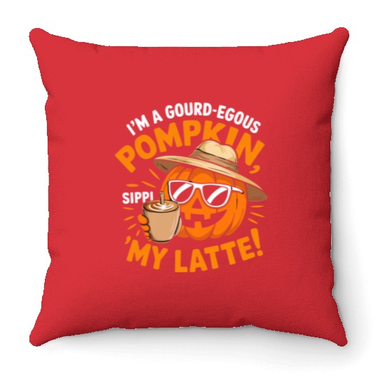 Pumpkin Spice Latte, Retro It's Fall Y'all Throw Pillows