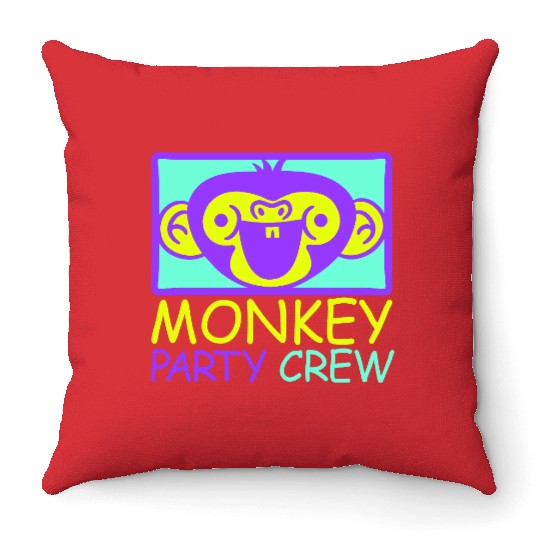Monkey Chimpanzee Party Animals Crew Team Friends Throw Pillows