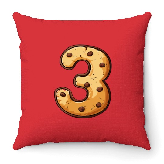 Birthday Cookie: Three-Year-Old, Number 3 Throw Pillows
