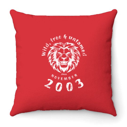 21st birthday Wild, free & untamed since 11/2003 Throw Pillows