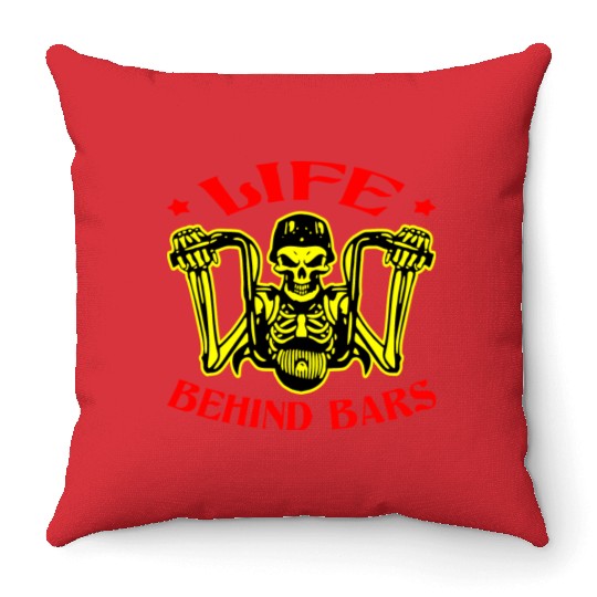 Life Behind Bars Biker LIKE US ON FACEBOOK #USAP Throw Pillows