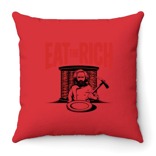 Eat The Rich Döner Kebab Satirical Design Throw Pillows