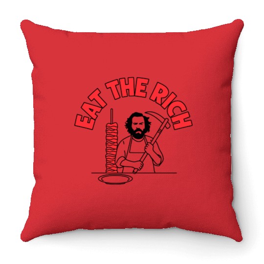 Eat The Rich Döner Kebab Parody Design Throw Pillows
