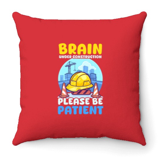 Depression Awareness Brain Under Construction Throw Pillows