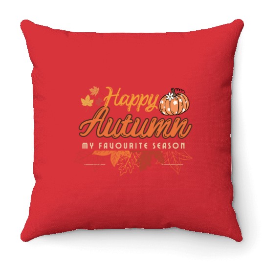 Happy Autumn design Throw Pillows