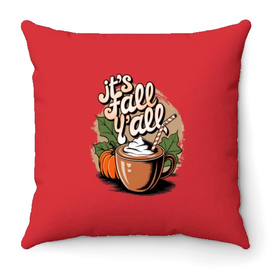 Pumpkin spice latte Throw Pillows