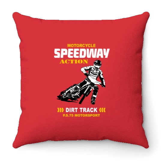 Motorcycle Speedway Racing Throw Pillows